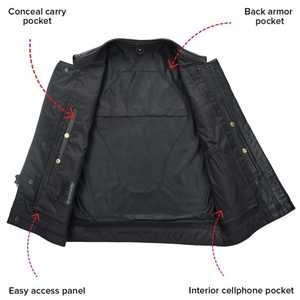 Gilet de moto en cuir véritable noir pour homme, style minimaliste, style club, avec fermeture éclair dissimulée, doublure intérieure douce - Product Image 3