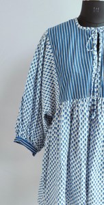 Women's <b>Loose</b> Fit Striped And Floral Print Midi <b>Dress</b> Tie Neck Puff Sleeve Casual Summer Woven Cotton Breathable <b>Dress</b> - Product Image 3