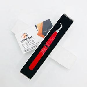 Pinzas de extensión de pestañas de volumen de bota de acero inoxidable de grado quirúrgico profesional 65 grados punta puntiaguda de bota delgada 12cm - Product Image 1