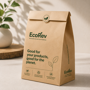 Sac d'expédition en papier kraft EcoRev, standard, plat, avec fermeture autocollante, recyclable, poignées torsadées de luxe, imprimé offset, ECO50 Business - Product Image 4