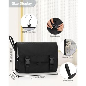 Bolsa de Aseo de Viaje Impermeable Relavel, Grande, para Hombres y Mujeres, Organizador de Maquillaje con Función para Colgar, Kit de Bolsa para Lavado y Afeitado - Product Image 1