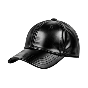 Luxury Shiny <b>Black</b> Leather Baseball <b>Cap</b> <b>Men</b> Women Adjustable Strap 6 Panel Fashion Hat Custom Logo Wholesale. - Product Image 4