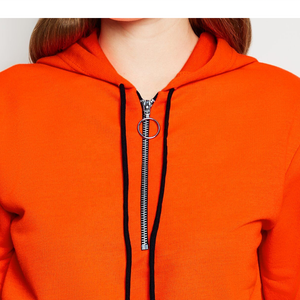 Nueva sudadera con capucha corta de invierno para mujer, hecha a medida, con patrón liso, manga larga, informal, talla grande, con bordado frontal y forro polar de secado rápido. - Product Image 4