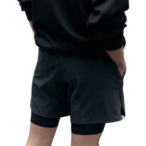 Shorts de sport double couche pour homme, respirants, anti-humidité, avec soutien de compression interne pour la course à pied - Product Image 2