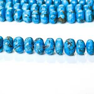 AAA Blue Copper Turquoise Rondelle Beads 8-10MM Turquoise Gemstone Beads Strand Blue Turquoise Beads For Jewelry Making Supplies - Product Image 2