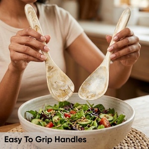 Ensemble de service à salade en résine fait main – Ensemble cuillère et fourchette pour la cuisine, ustensiles de service à salade modernes, vaisselle écologique décorative - Product Image 2