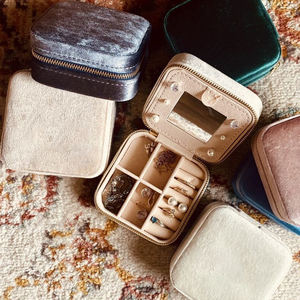 Wholesale Portable Velvet Jewelry <b>Box</b> Custom Logo Pink Small Square Travel Gift Case Blue Storage Organizer <b>for</b> Rings <b>Necklaces</b> - Product Image 1