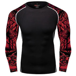 Conjunto de Camiseta Deportiva de Compresión de Manga Larga para Hombre, Estampado Abstracto, Spandex/Nailon, UPF50+, Antibacteriano, Secado Rápido, Ropa Deportiva sin Costuras - Product Image 4