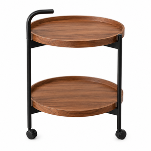 Mesa de Centro Moderna Pequeña de Madera con Pedestal Redondo para Dormitorio y Sala de Estar - Product Image 5