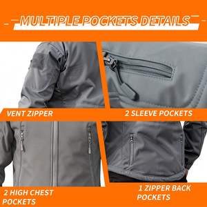 <b>Men's</b> Hooded Windproof Softshell Jacket Adjustable Cuffs <b>Sticky</b> Cap Casual Winter Wear Gray Color Regular Fit - Product Image 6