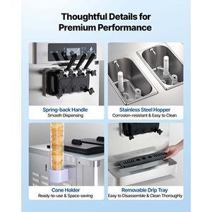 Macchina Professionale per Gelato Soft a 3 Gusti, 2200W, da Banco, Produzione 20-28L/H con 2 Contenitori da 6L Integrati - Product Image 6