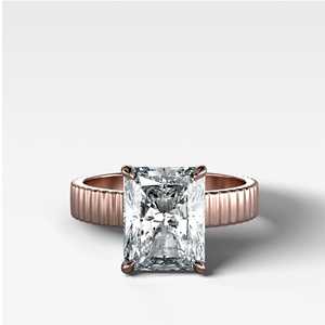 5ct Radiant Lab Grown <b>Diamond</b> <b>Ring</b> 3.5mm Fluted Wide Band 10k 14k Solid Gold Prong Solitaire Engagement <b>Ring</b> Wholesale Jewelry - Product Image 4