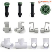 Hydroplus International Kit d'accessoires de nettoyage photovoltaïque : Buse de pulvérisation solaire, Raccord en T pour montant, Collier de serrage pour tuyau et Support de fixation sur structure