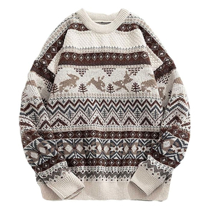 Men's Knitted Winter <b>Sweater</b> <b>Argyle</b> Pattern Breathable Anti-Pilling Pullover Thick Acrylic Full Sleeve Regular Fit - Product Image 1