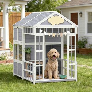 Casa de Madera para Perros para Exteriores, Muebles Cómodos para Mascotas - Product Image 1