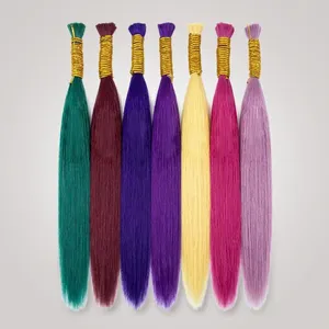 Extensions de cheveux humains indiens roses lisses, longues, Remy vierges, trame en soie, double tirage, densité 100%, couleur personnalisable, HD - Product Image 5