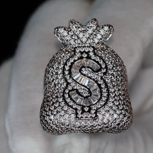 925 Sterling <b>Silver</b> Rhodium Plated Moissanite Dollar Sign HipHop Wedding <b>Ring</b> <b>for</b> <b>Men</b> & Women - Product Image 3