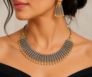 Traditional Bohemian Trendy Lovers Ruby Gold Plated Bezel Setting Necklace Jhumka Earrings Women's Jewelry Set Engagement - Product Image 5