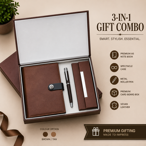 Brown Genuine Leather 4 in 1 Gift Set <b>Wallet</b> Keychain <b>Metal</b> Ball Pen Card Holder Business Promotion Printing Embossing & UV - Product Image 6
