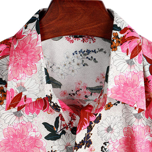 Chemise décontractée pour homme à manches courtes, imprimé floral, en popeline, col rabattu, style été - Product Image 3