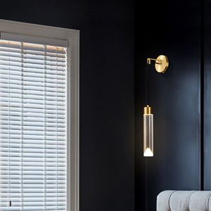 Lampada da parete a LED minimalista con applique da parete con cilindro in cristallo armato - Product Image 1