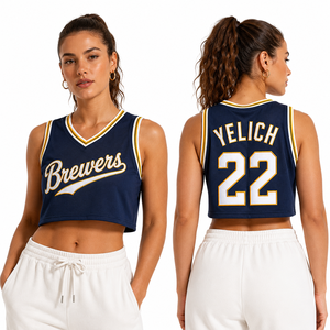 Camiseta de Baloncesto Corta Personalizada para Mujer, Logotipo del Equipo Bordado, Nombre y Número del Jugador, Top Corto de Malla, Proveedor Mayorista, Estilos Deportivos - Product Image 1