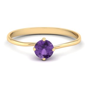 Bague de fiançailles REYES sur mesure en or massif 14 carats avec diamant certifié IGI, taille ronde, 0,5 carat, améthyste, bijoux fins - Product Image 6