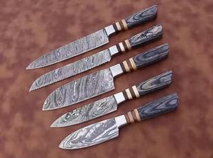 Juego de Cuchillos de Chef de Damasco de 5 Piezas, Estilo Premium Personalizado, de Alta Calidad, con Mango Personalizado, Multiusos y Ecológicos - Product Image 3
