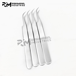 Pinzas Curvas para Extensión de Pestañas RMI, Plateadas, Acero Inoxidable Personalizado - Product Image 2