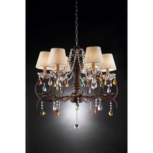 Lampadario a Soffitto 'Magnolia' in Metallo Alto 27 Pollici, Finitura Bronzo con Accenti in Cristallo, Lampada a Sospensione - Product Image 2