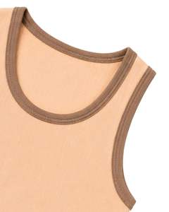Manufacturer Custom <b>Peach</b> Beige Ribbed Cotton Men Tank <b>Top</b> Sleeveless Casual Slim Fit Summer Gym Vest Contrast Trim Custom Wear - Product Image 5