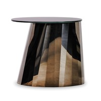 Table basse contemporaine en métal Drake, base sculptée finition or, plateau en verre transparent, mobilier de salon moderne et luxueux
