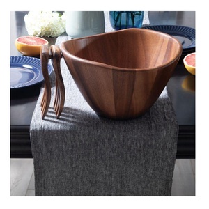 Modern Design Eco-Friendly Wooden Bowl Customized with metal handle for Salad and Food Serving Party Kitchenware for Table Use - Product Image 1