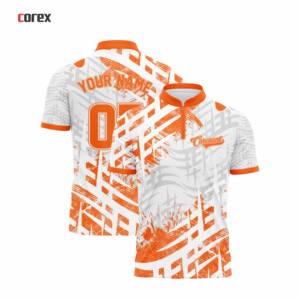 Maillot de bowling décontracté en polyester orange vif personnalisable, avec fermeture éclair, nom et numéro d'équipe, impression par transfert thermique, séchage rapide, pour le sport - Product Image 3