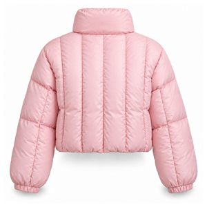 Women's Pink Cropped Puffer Jacket Winter Warm High Collar Quilted <b>Bubble</b> <b>Coat</b> Custom LogoShort Loose Fit Windproof Solid <b>Coat</b> - Product Image 3