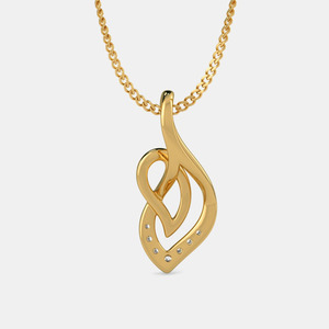 Collar con Colgante de Diamante Cultivado en Laboratorio con Diseño Abstracto en Espiral en Oro Amarillo - Product Image 3