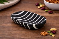 Bol en marbre noir et blanc artisanal, vaisselle en pierre naturelle pour la vente en gros