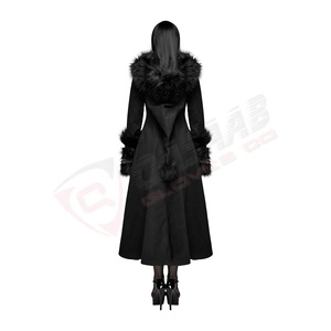 Abrigo Largo de Invierno con Capucha Estilo Gótico-Lolita para Mujer, Chaqueta Negra de Piel Sintética, Abrigos Largos Oscuros Estilo Gótico para Mujer - Product Image 4