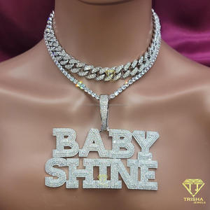 Collier personnalisé « Baby Shine » avec pendentif en moissanite, chaîne cubaine de luxe style hip-hop, bijoux scintillants - Product Image 2