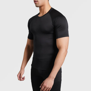 <b>Men</b> Polyester Spandex Material <b>Compression</b> T <b>Shirts</b> <b>for</b> Sale / <b>Men</b> Solid Color Short Sleeve <b>Compression</b> Blank T <b>Shirts</b> - Product Image 1