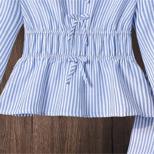 Conjunto de Ropa Casual para Adolescentes, Diseño Primavera 2025, Camisa a Rayas de Manga Larga y Pantalones Acampanados, 2 Piezas - Product Image 4