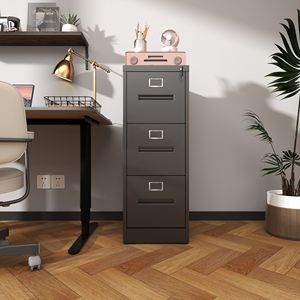 Armadietto verticale in metallo a 3 cassetti per ufficio o casa A4/Design a forma di lettera legale con richiesta di assemblaggio di blocco - Product Image 4