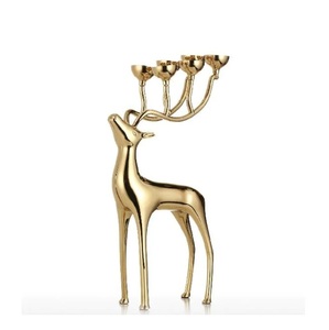 Gold Plated Reindeer Sculpture Christmas Decorative T Light Candle Holder Aluminum Handmade Hot Sale Candle <b>Stand</b> for Tabletop - Product Image 1