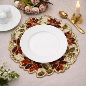 Magnifiques sets de table brodés à la main avec perles, de qualité supérieure, pour salle à manger, cuisine, hôtel et restaurant. - Product Image 4