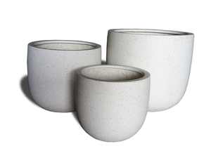 [Jason] Juego de 3 Macetas Redondas de Hormigón Blanco con Diseño Acanalado Moderno, Macetas de Cemento para Jardín y Paisajismo - Product Image 3