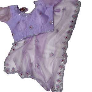 Hecho a mano hecho a mano espejo real y secuencia de trabajo peso ligero suave Organza seda Saree con blusa de lujo pieza para las mujeres - Product Image 1