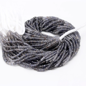 Excelentes cuentas de rondelle facetadas de iolita natural, cuentas de iolita sombreadas de 4mm para la fabricación de joyas - Product Image 1