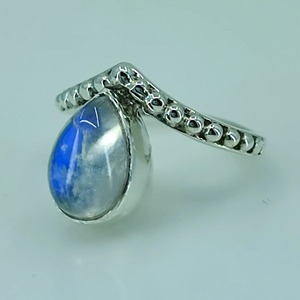 Rainbow Moonstone <b>Ring</b> 925 Sterling <b>Silver</b> Handmade <b>Statement</b> Promise <b>Ring</b> for Women Boho Pear June Birthstone Jewelry - Product Image 3