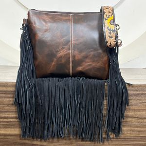 Nueva moda de moda para mujer, bolso de hombro tipo bandolera de cuero de vaca con flecos, bolsos de diseñador Floral de lujo - Product Image 5