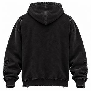 Sudadera con Capucha para Hombre, Estilo Gótico con Estampado de Calavera, Oversize, Lavado Ácido, con Bolsillo Frontal - Product Image 2